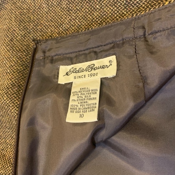 Eddie Bauer Brown Tweed Wool Silk Blend Lined Mini Skirt Size 10 - Picture 5 of 7